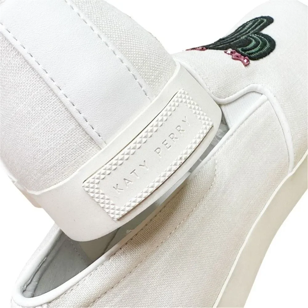 Katy Perry The Kerry Canvas Cactus Applique Slip-On Sneakers - Size 8